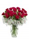 24 red roses in vase